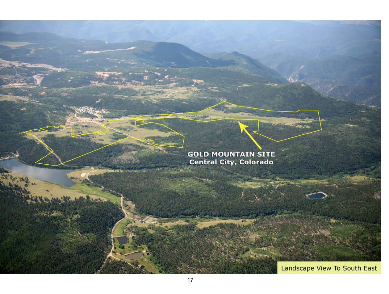 Aerial view along the eastern ridgeline of the site